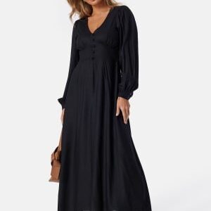 BUBBLEROOM Viscose V-neck Maxi Dress Black 36