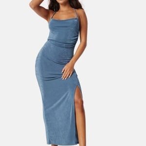 BUBBLEROOM Shiny Waterfall Strap Dress Blue M