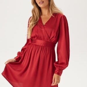 BUBBLEROOM Wrap L/S Structured Dress Red S