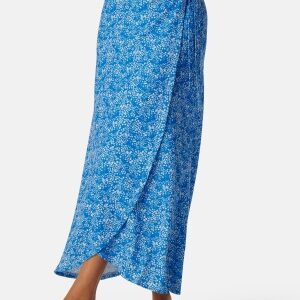 BUBBLEROOM Wrap Skirt Blue/Floral XS