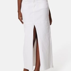 BUBBLEROOM Denim Slit Midi Skirt Offwhite 34