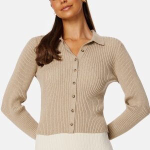 BUBBLEROOM Zadie knitted cardigan Beige melange XL