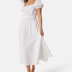 BUBBLEROOM Puff Sleeve Cotton Dress White M