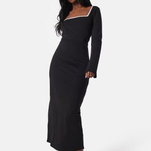 BUBBLEROOM Square Neck Contrast Dress Black/White L