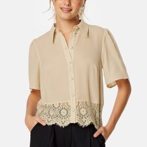 BUBBLEROOM Saraid Lace Shirt Cream XS