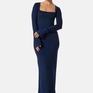 BUBBLEROOM Square Neck L/S Maxi Dress Navy L