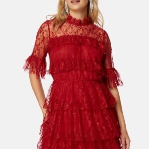 BUBBLEROOM Frill Lace Dress Red 38