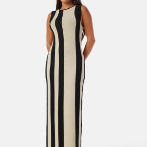 BUBBLEROOM Striped Sleeveless Knitted Dress Cream/Black S