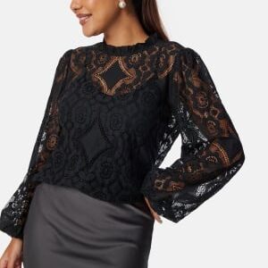 BUBBLEROOM Lace L/S Blouse Black XS