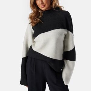 BUBBLEROOM Funnel Neck Knitted Sweater Black/Offwhite S