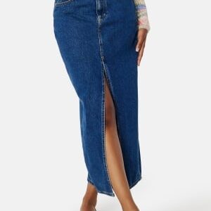 Calvin Klein Jeans Front Split Maxi Denim Skirt 1BJ Denim Dark 26