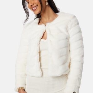 Chiara Forthi Short Party Faux Fur Jacket Offwhite 36