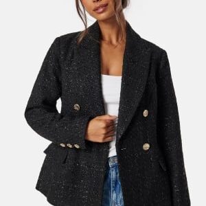 Chiara Forthi Double Breasted Bouclé Blazer Black 36