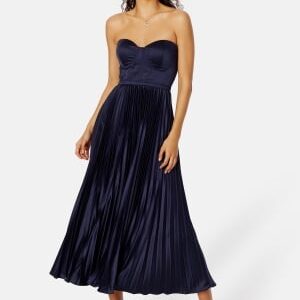 Elle Zeitoune Milan Bustier Pleated Dress Navy L (UK14)