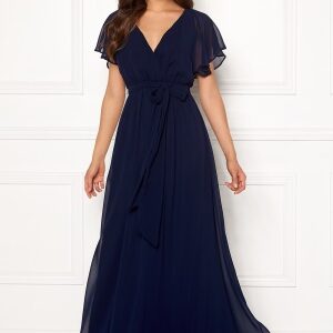 Goddiva Flutter Chiffon Dress Navy XS (UK8)