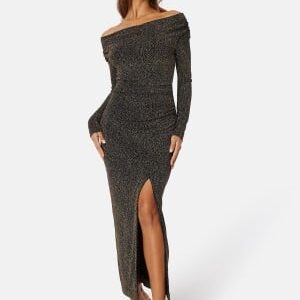 FOREVER NEW Reva Cowl Neck Glitter Midi Dress Gold Glitter 42