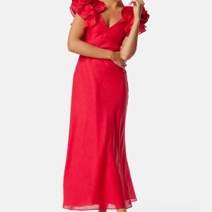 FOREVER NEW Rylie Ruffle Shoulder Midi Dre Red 38