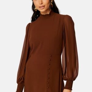 FOREVER NEW Sasha High Neck Midi Dress Rich Cinnamon 36