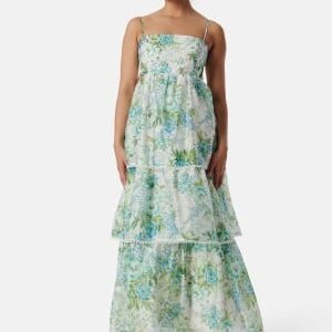 FOREVER NEW Shauna Scallop Trim Midi Dress Green/Floral 36