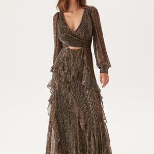 FOREVER NEW Spencer Plisse Ruffle Midi Bronze 40