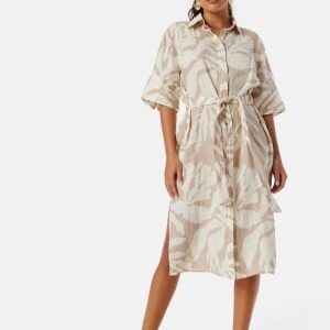 GANT Palm Print Linen Shirt Dress Beige 38