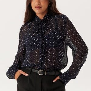 GANT Reg Dot Print Bow Blouse Evening Blue 36