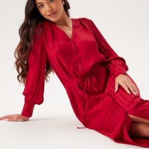 GANT Relaxed Satin Stripe Shirt Dress 629 Cherry Red 36