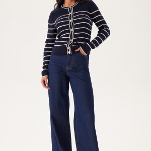 GANT Ribbed Breton Cardigan Evening Blue XS