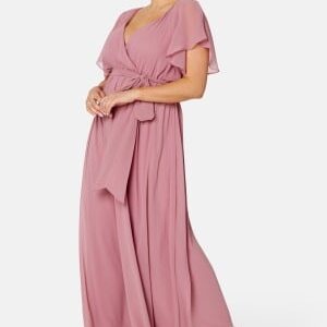 Goddiva Curve Flutter Sleeve Chiffon Maxi Curve Dress Lavender 46 (UK18)