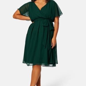 Goddiva Curve Flutter Sleeve Chiffon Midi Dress Green 46 (UK18)