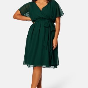 Goddiva Curve Flutter Sleeve Chiffon Midi Dress Green 44 (UK16)