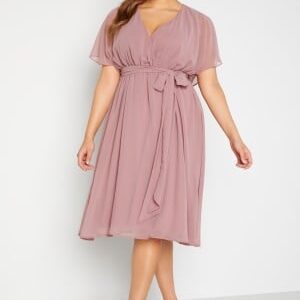 Goddiva Curve Flutter Sleeve Chiffon Midi Dress Purple 52 (UK24)