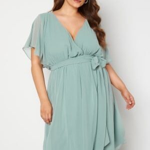 Goddiva Curve Flutter Sleeve Chiffon Midi Dress Dusty green 44 (UK16)