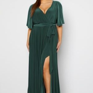 Goddiva Curve Flutter Sleeve Maxi Dress Green 46 (UK18)