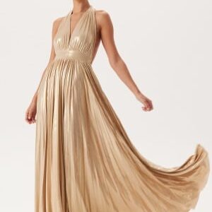 Goddiva Deep V Neck Metallic Gold XXS (UK6)