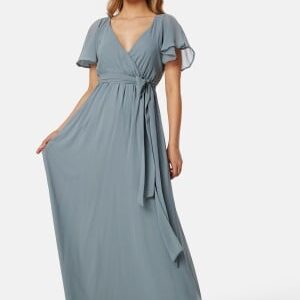 Goddiva Flutter Chiffon Dress Air Force Blue S (UK10)