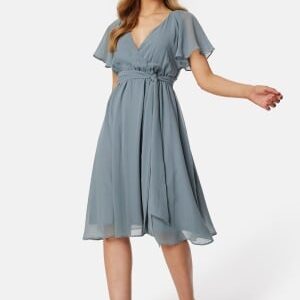 Goddiva Flutter Chiffon Midi Dress Blue XS (UK8)