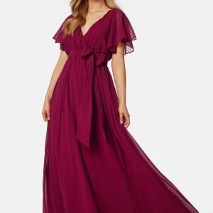 Goddiva Flutter Chiffon Dress Berry S (UK10)