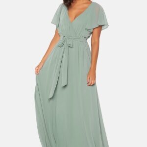 Goddiva Flutter Chiffon Dress Sage Green XS (UK8)