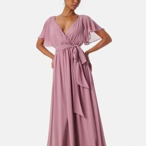 Goddiva Flutter Chiffon Maxi Dress Lavender S (UK10)