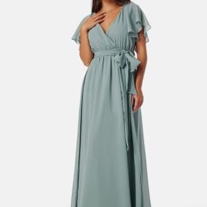 Goddiva Flutter Chiffon Maxi Dress Sage Green XS (UK8)