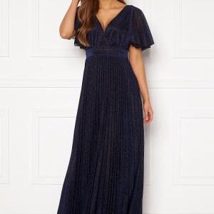 Goddiva Flutter Glitter Dress Navy S (UK10)