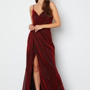 Goddiva Glitter Wrap Front Maxi Dress Red S (UK10)