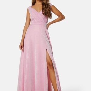 Goddiva Glitter Wrap Maxi Dress Pink M (UK12)