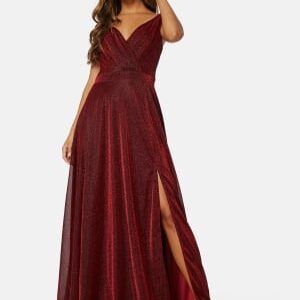 Goddiva Glitter Wrap Maxi Dress Red XS (UK8)