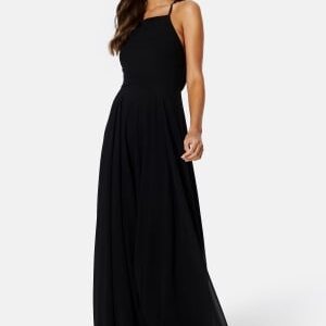 Goddiva High Neck Chiffon Maxi Dress Black XS (UK8)