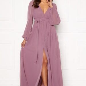 Goddiva Long Sleeve Chiffon Dress Dusty Lavendel XXS (UK6)