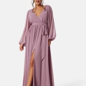 Goddiva Long Sleeve Chiffon Dress Purple/Pink S (UK10)