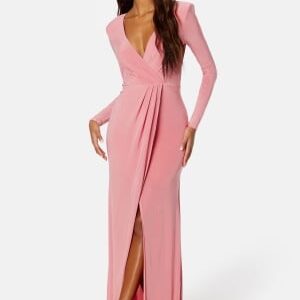 Goddiva Long Sleeve Maxi Dress Warm Pink XL (UK16)