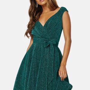 Goddiva Lurex Skater Dress Emerald XXL (UK18)